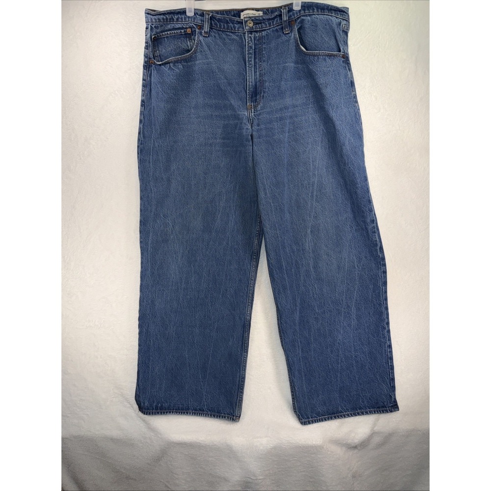Abercrombie Fitch Mid Rise Baggy Denim Jeans Womens Jeans 34/18 R Sz 18